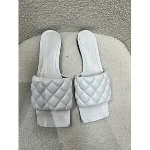 Bottega Veneta White Quilted Leather Slides Size 40.5